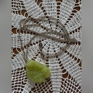 Aldo Lime Green Stone Necklace with Silver Chain